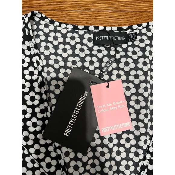 Pretty Little Thing Dress Women's Size 12 Short Sleeve Button Front Flor… - Picture 2 of 4